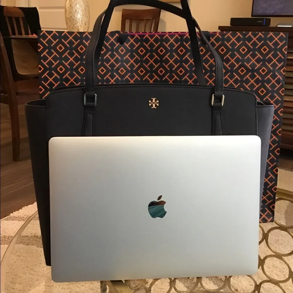 TORY BURCH EMERSON LAPTOP TOTE TRAVEL WORK VACATION OFFICE